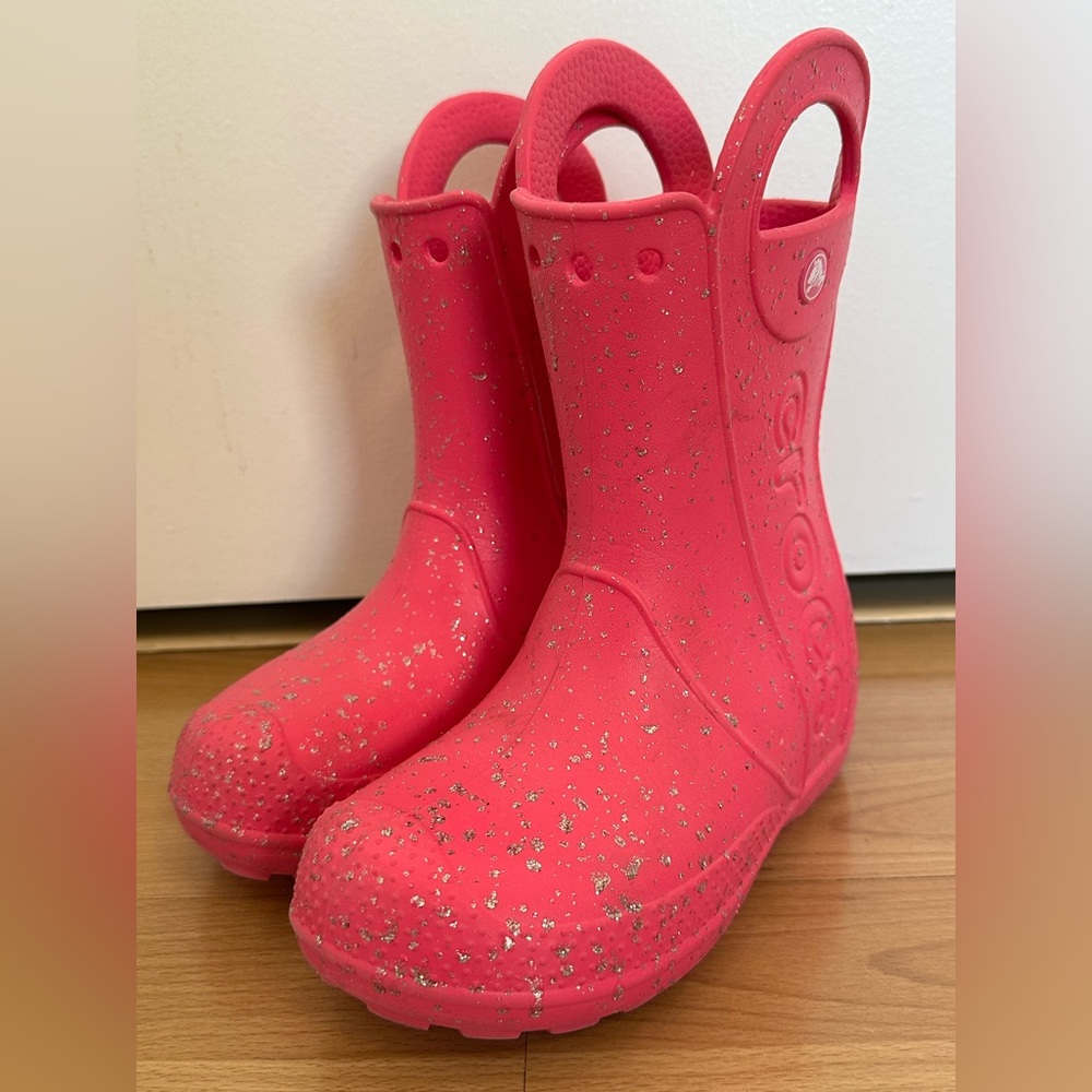 Pink Crush Glitter Croc Rain Boots